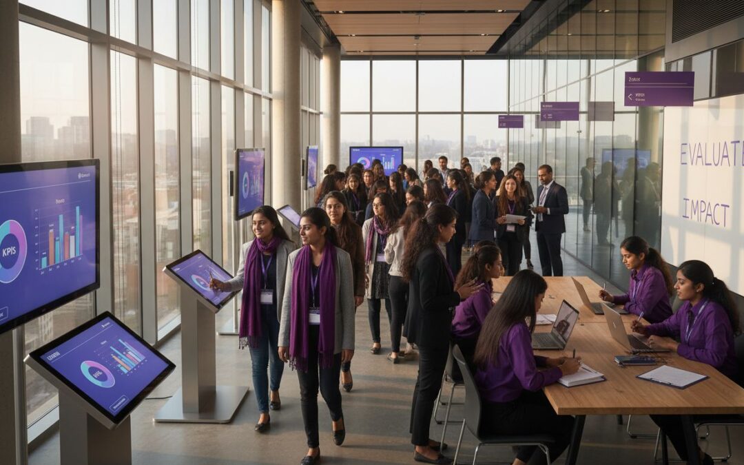 Modern event center with evaluation displays