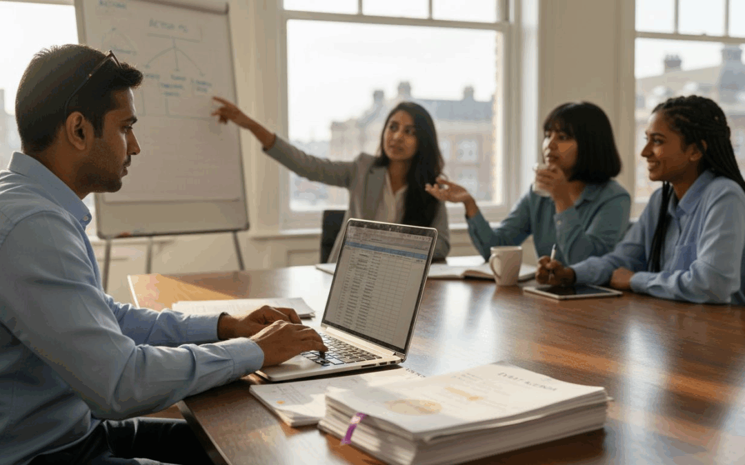 Coordinator preparing event strategy at desk