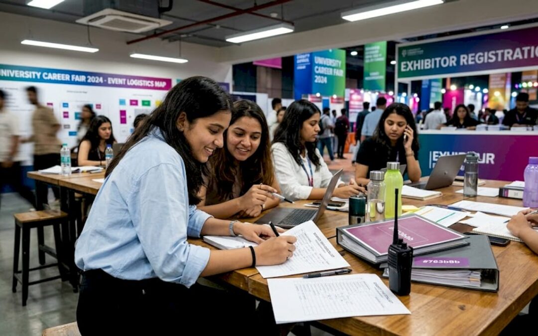 Indian event manager checking event checklist at venue
