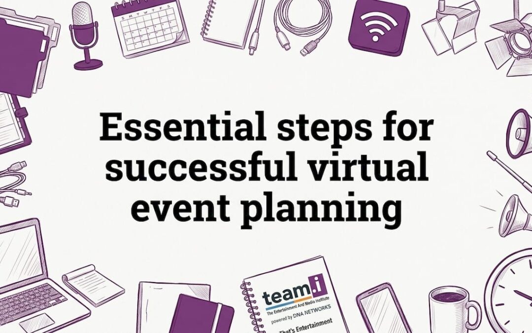 Hand-drawn event tools border for virtual event planning title card