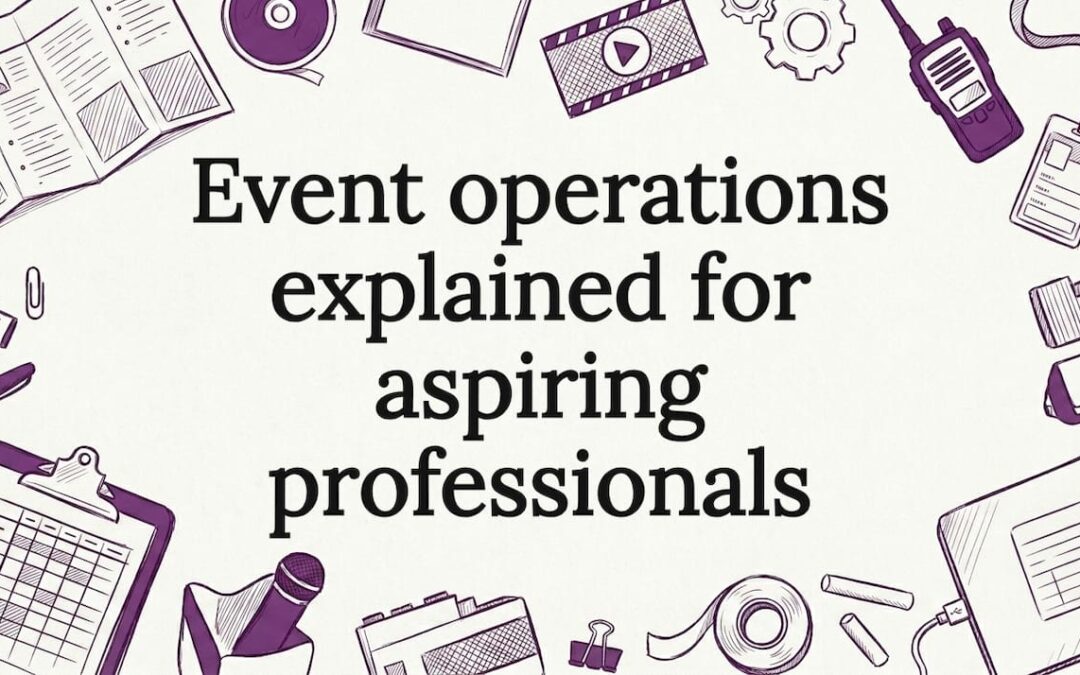 Event tools and props sketched around clear title space