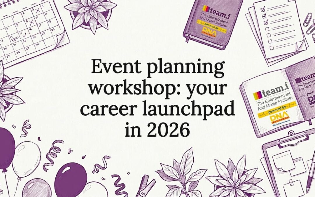 Decorative event planning workshop title card illustration