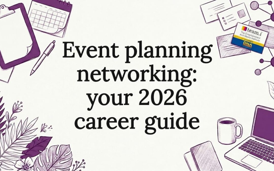 Decorative illustrated title card for event planning networking article