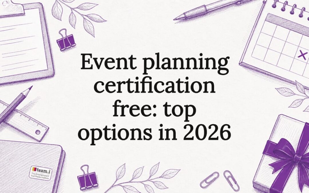 Decorative title card illustration with event planning icons