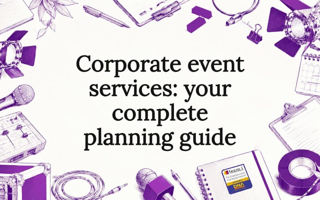 Decorative corporate event title card illustration