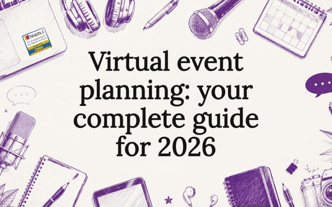 Decorative title card illustration for virtual event planning