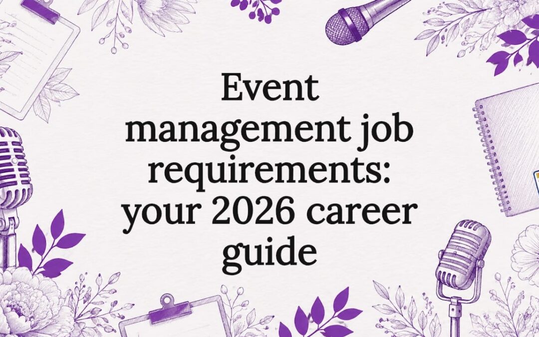 Decorative illustrated title card with event management theme