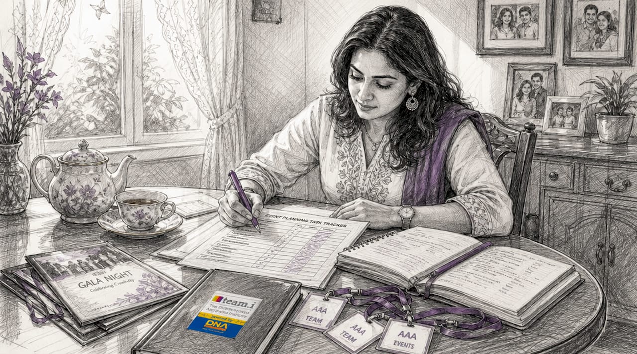 Event planner updating printed task tracker form