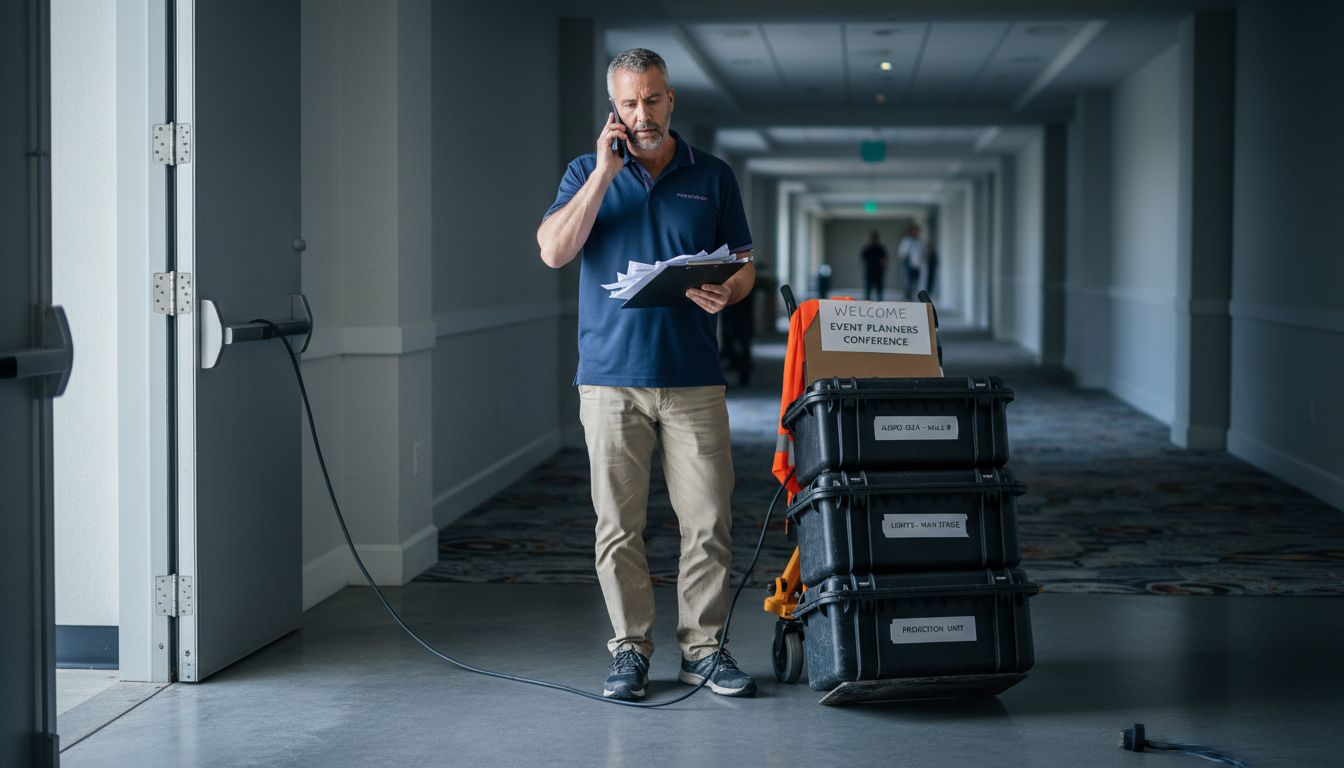 Logistics manager coordinating event setup