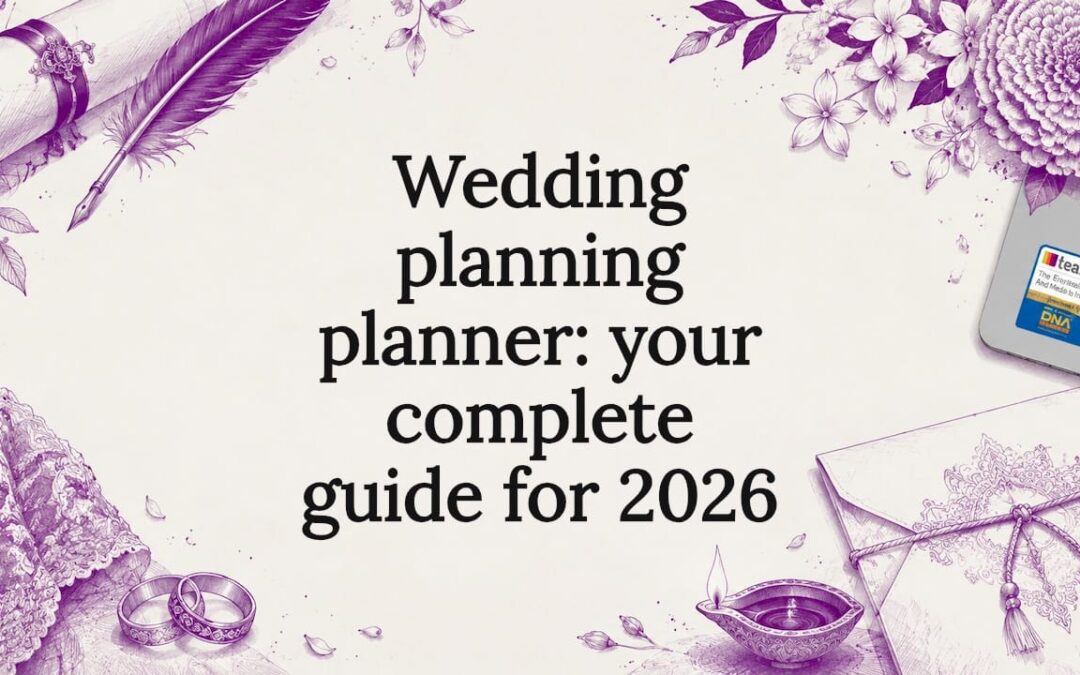 Decorative title card illustration for wedding planning article