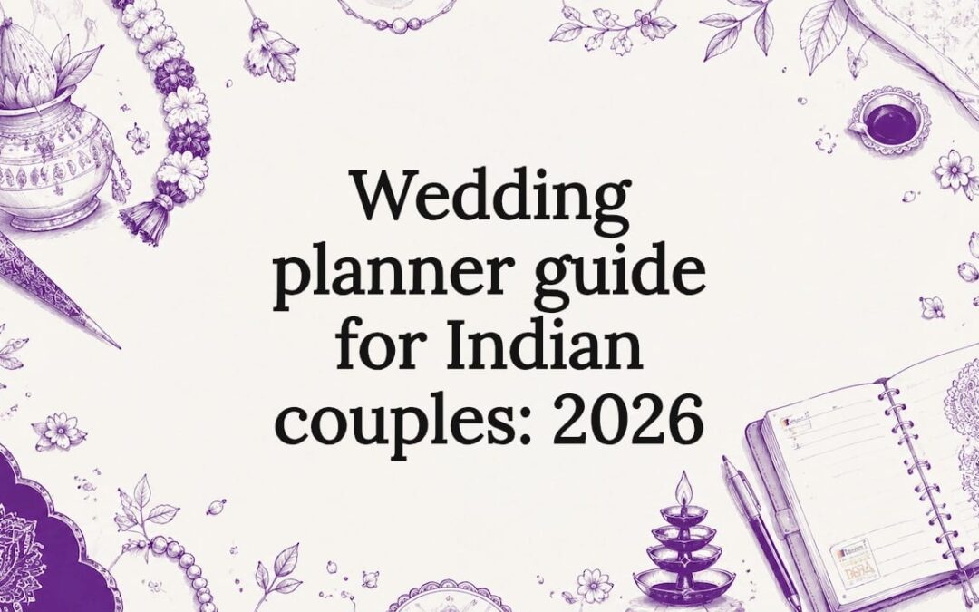 Decorative title card illustration for wedding planner guide
