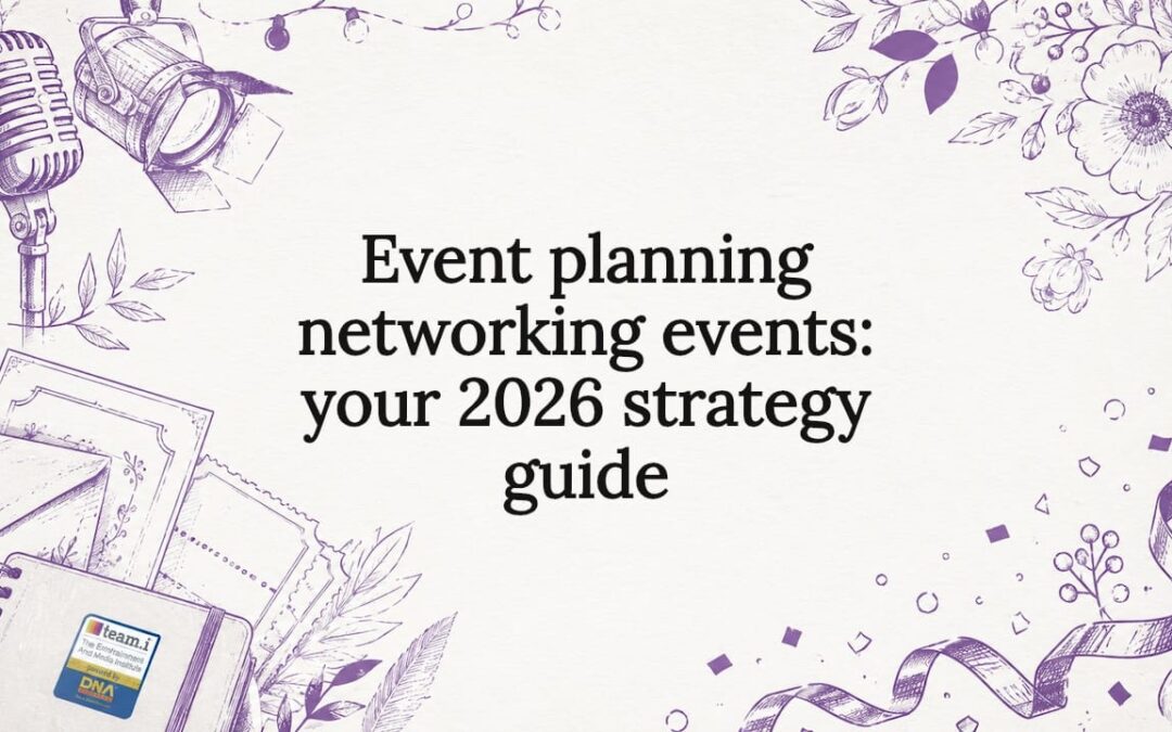 Illustrated decorative title card for event planning article