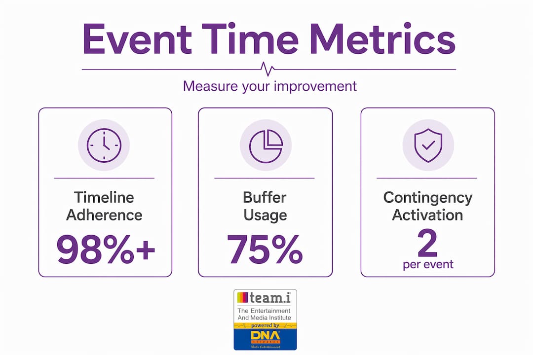 Infographic showing event time management metrics