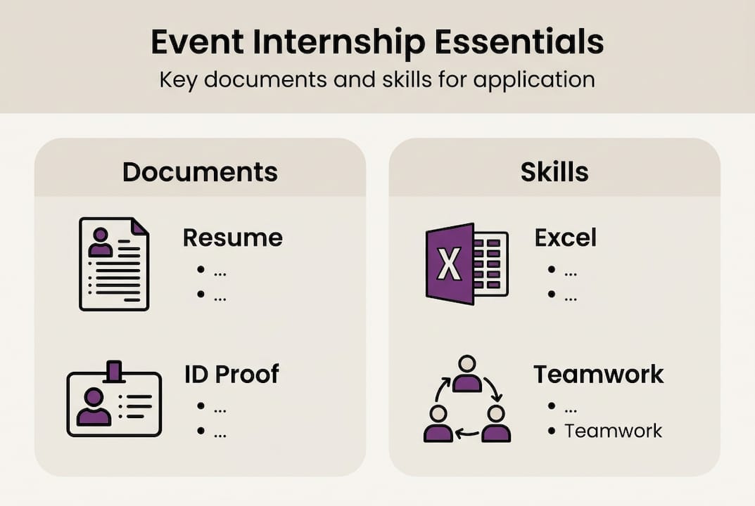 Infographic summarizing event internship essentials