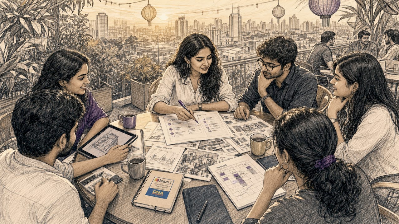 Team planning corporate event in Bangalore conference room