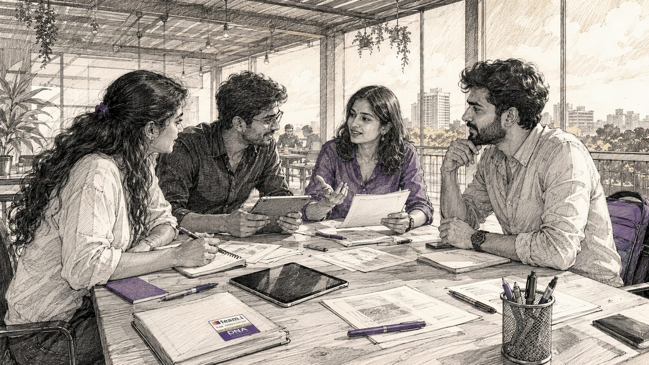 Team reviewing vendor contracts in meeting room