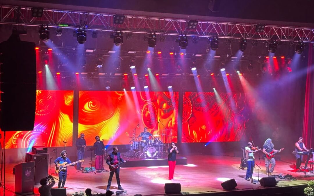 stage lighting during a live concert managed by team I students in Bengaluru