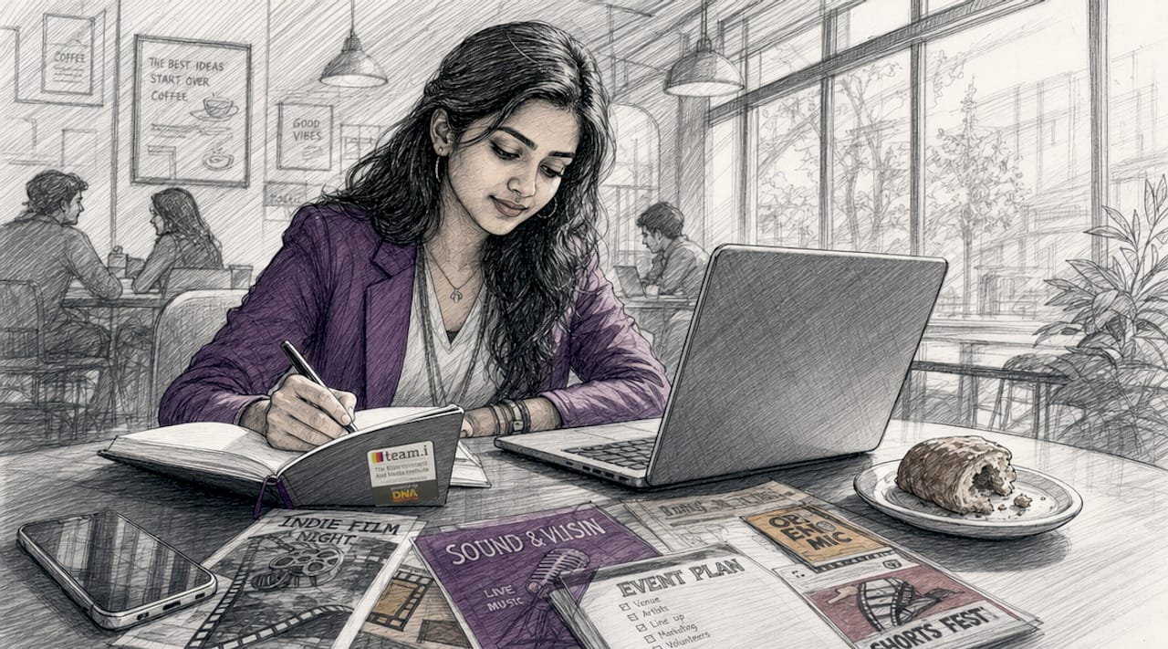 Woman studying event planning at home desk